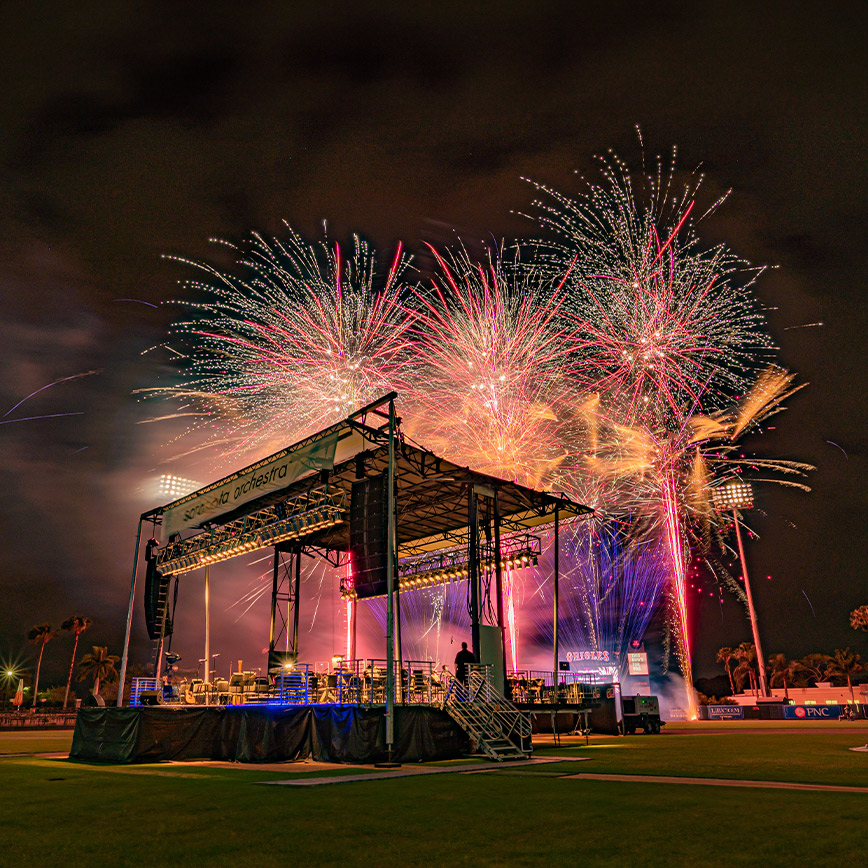 Sarasota Orchestra at Ed Smith Stadium with fireworks